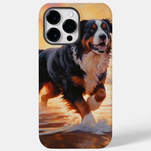 Sandy Paws Berner Berghond op Strand Zonsondergang Case-Mate iPhone Case (Achterkant)