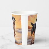 Sandy Paws Berner Berghond op Strand Zonsondergang Papieren Bekers (Rechts)