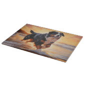 Sandy Paws Berner Berghond op Strand Zonsondergang Snijplank (Hoek)