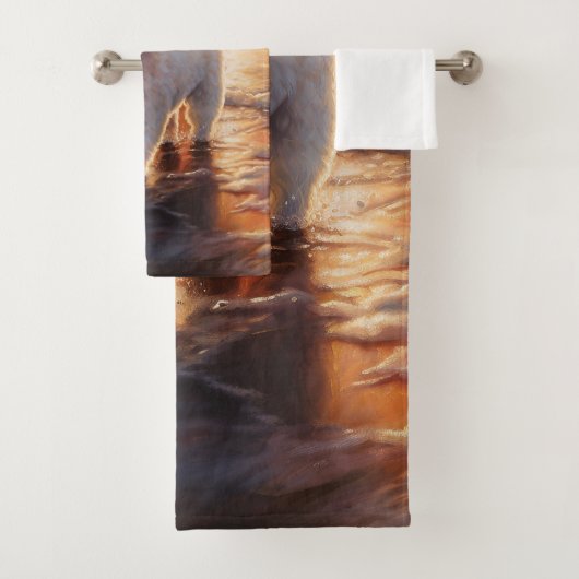 Sandy Paws Bichon Frise Hond op Strand Zonsonderga Bad Handdoek (Insitu)