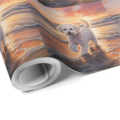 Sandy Paws Bichon Frise Hond op Strand Zonsonderga Cadeaupapier (Rol Hoek)