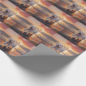 Sandy Paws Bichon Frise Hond op Strand Zonsonderga Cadeaupapier (Hoek)