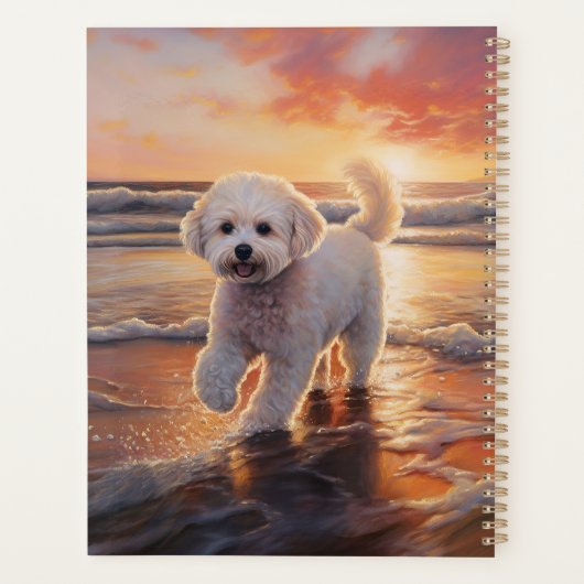 Sandy Paws Bichon Frise Hond op Strand Zonsonderga Planner (Achterkant)