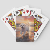 Sandy Paws Bichon Frise Hond op Strand Zonsonderga Pokerkaarten (Achterkant)