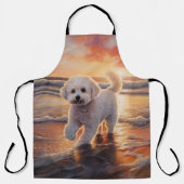 Sandy Paws Bichon Frise Hond op Strand Zonsonderga Schort (Voorkant)
