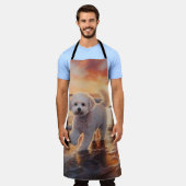 Sandy Paws Bichon Frise Hond op Strand Zonsonderga Schort (Gedragen)