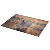 Sandy Paws Bichon Frise Hond op Strand Zonsonderga Snijplank (Hoek)