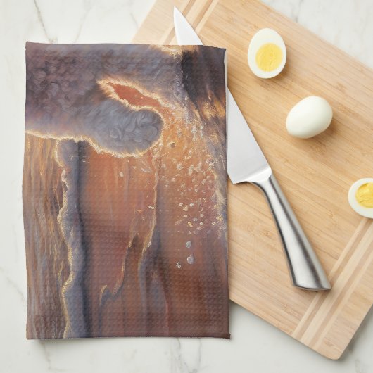 Sandy Paws Bichon Frise Hond op Strand Zonsonderga Theedoek (Quarter Fold)