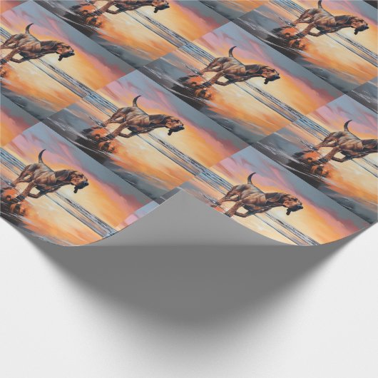 Sandy Paws bloedhond op strand zonsondergang Cadeaupapier (Hoek)