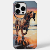 Sandy Paws bloedhond op strand zonsondergang Case-Mate iPhone Case (Achterkant)