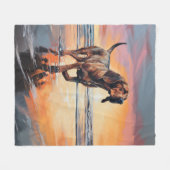 Sandy Paws bloedhond op strand zonsondergang Fleece Deken (Voorkant (Horizontaal))