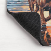 Sandy Paws bloedhond op strand zonsondergang Muismat (Hoek)