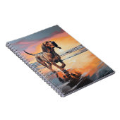 Sandy Paws bloedhond op strand zonsondergang Notitieboek (Rechterzijde)