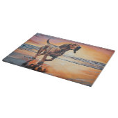 Sandy Paws bloedhond op strand zonsondergang Snijplank (Hoek)