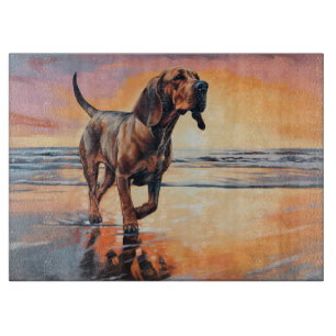 Sandy Paws bloedhond op strand zonsondergang Snijplank