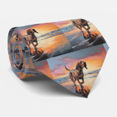 Sandy Paws bloedhond op strand zonsondergang Stropdas (Opgerold)