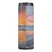 Sandy Paws bloedhond op strand zonsondergang Thermosbeker (Achterkant)