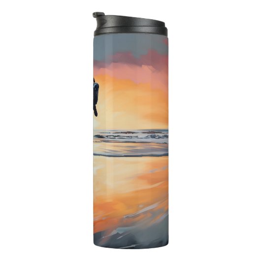 Sandy Paws bloedhond op strand zonsondergang Thermosbeker (Geroteerd rechts)