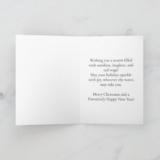 Sandy Paws & Christmas Cheer – Yorkie at the Beach Kaart (Binnen)