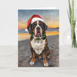 Sandy Paws & Holiday Claus – St. Bernard Christmas Kaart