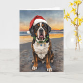 Sandy Paws & Holiday Claus – St. Bernard Christmas Kaart (Gele Bloem)
