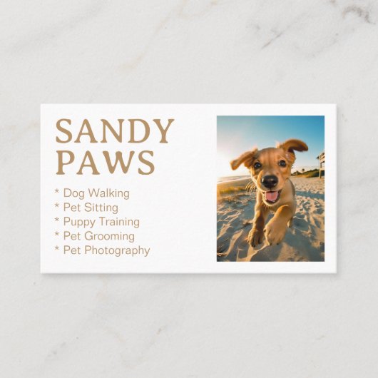 Sandy Paws Hond Wandelen Huisdier Fotografie Groom Visitekaartje (Voorkant)
