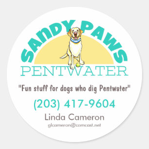 Sandy Paws Pet Business Logo Ronde Sticker