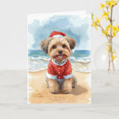 Sandy Paws & Shih Tzu Claus – A Beach Christmas Kaart (Gele Bloem)
