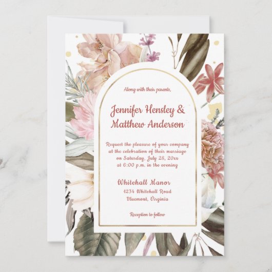 Sandy Perzik Terracotta Goud Rustieke Bruiloft I Kaart (Voorkant)