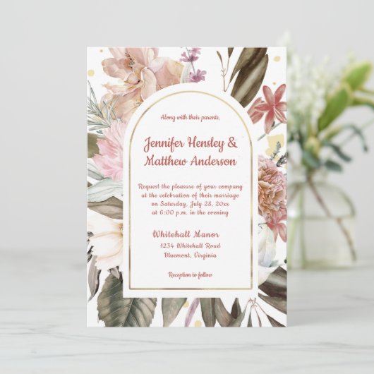 Sandy Perzik Terracotta Goud Rustieke Bruiloft I Kaart (Staand voorkant)