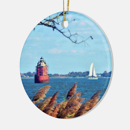 Sandy Point Shoal Lighthouse Keramisch Ornament (Links)