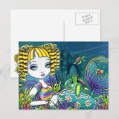 "Sandy" Rainbow Zee Turtle Mermaid Art Briefkaarte Briefkaart (Voorkant / Achterkant)
