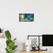 "Sandy" Rainbow Zee Turtle Mermaid Art Poster (Thuiskantoor)