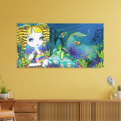 "Sandy" regenboog zeemeermin verpakt canvas print (Insitu (Woonkamer))