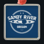 Sandy River Oregon Kayaking Metalen Ornament<br><div class="desc">De Sandy rivier komt voort uit de hooggletsjers van Mt. Hood,  de meest prominente piek in het Cascade-gebergte in Oregon en stroomt naar het oosten van Portland. Het passeert de stad Molalla voordat het de grotere rivier bij Canby binnenstroomt</div>