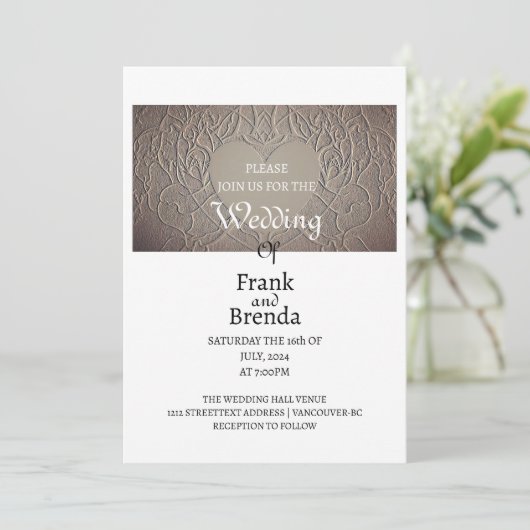 Sandy Rose Invitation Kaart (Staand voorkant)