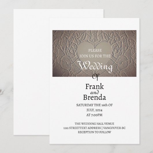 Sandy Rose Invitation Kaart (Voorkant / Achterkant)