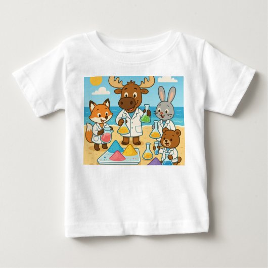 Sandy Science Squad – Slim & Zonnig T-Shirt voor K (Voorkant)