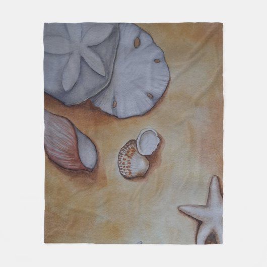Sandy Seashells Fleece Deken (Voorkant)