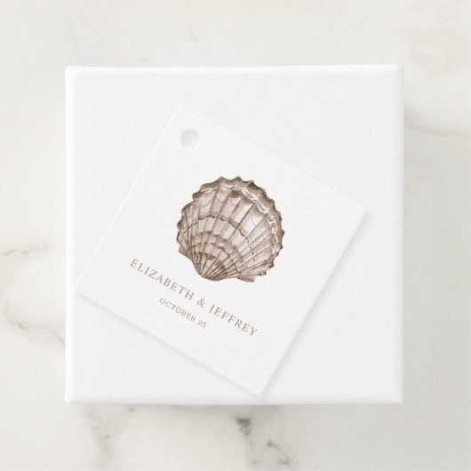 Sandy Seashells Marine Ocean Beach Wedding Bedankjes Labels (In situ)