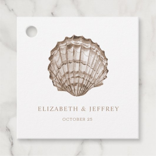 Sandy Seashells Marine Ocean Beach Wedding Bedankjes Labels (Voorkant)