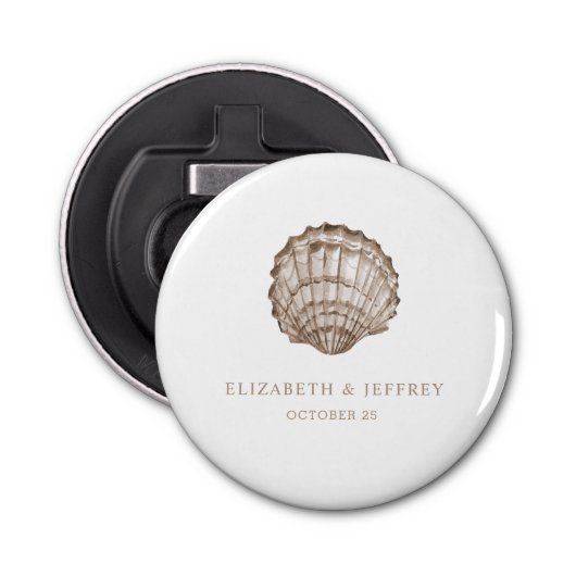 Sandy Seashells Marine Ocean Beach Wedding Button Flesopener (Voorkant)