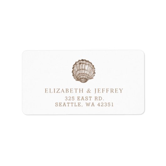 Sandy Seashells Marine Ocean Beach Wedding Etiket (Voorkant)