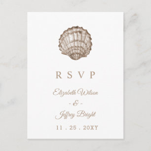 Sandy Seashells Marine Ocean Beach Wedding RSVP Uitnodiging Briefkaart