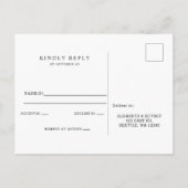 Sandy Seashells Marine Ocean Beach Wedding RSVP Uitnodiging Briefkaart (Achterkant)