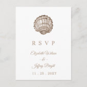 Sandy Seashells Marine Ocean Beach Wedding RSVP Uitnodiging Briefkaart (Voorkant)