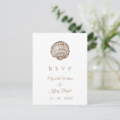 Sandy Seashells Marine Ocean Beach Wedding RSVP Uitnodiging Briefkaart (Staand voorkant)