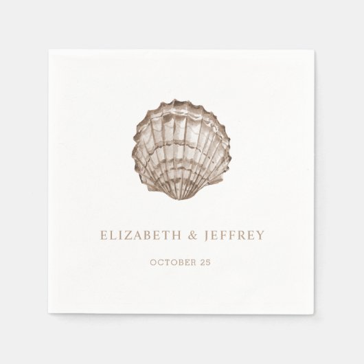 Sandy Seashells Marine Ocean Beach Wedding Servet (Voorkant)