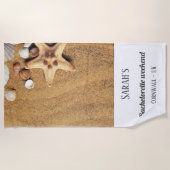 Sandy Seashells vrijgezellen weekend handdoek (Voorkant)