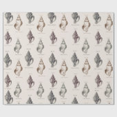 Sandy Shells  Seaside Pattern Wrapping Pap Cadeaupapier (Vlak)